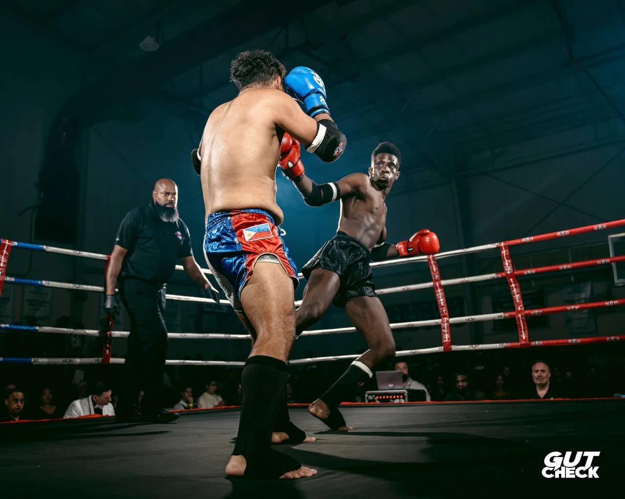 A high-energy Kickboxing fight at Gut Check Championship Series, featuring two determined fighters battling for victory in Philadelphia’s top combat sports promotion.