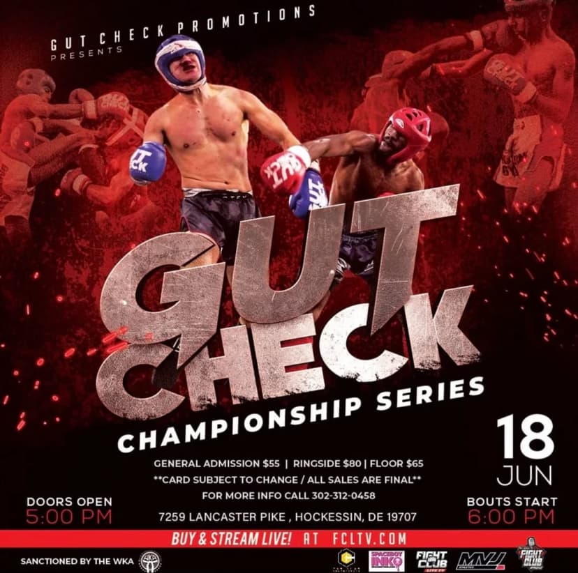Poster for Gut Check Championship Series - Muay Thai & Kickboxing | June 18th, 2022