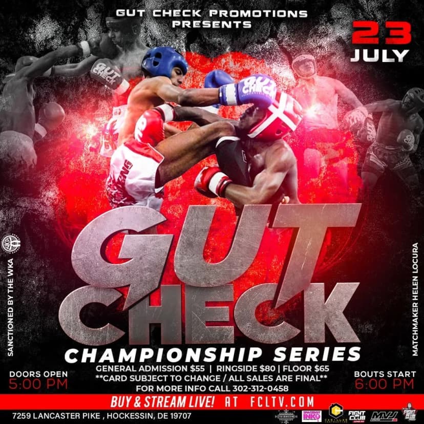 Poster for Gut Check Championship Series - Muay Thai & Kickboxing | July 23, 2022