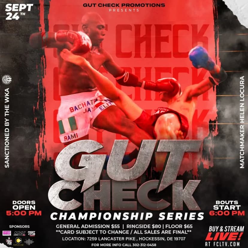 Poster for Gut Check Championship Series - Muay Thai & Kickboxing | Sept 24 2022