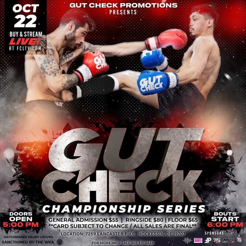 Poster for Gut Check Championship Series - Muay Thai & Kickboxing | October 22, 2022