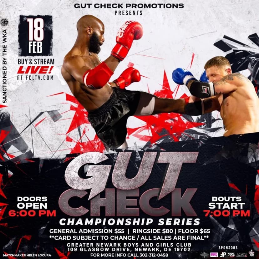 Poster for Gut Check Championship Series - Muay Thai & Kickboxing | February 18, 2023