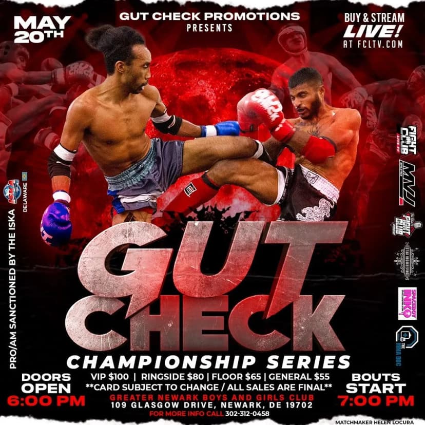 Poster for Gut Check Championship Series - Muay Thai & Kickboxing | May 5, 2023