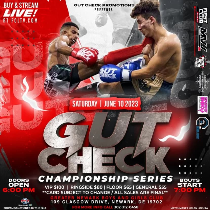 Poster for Gut Check Championship Series - Muay Thai & Kickboxing | June 10, 2023