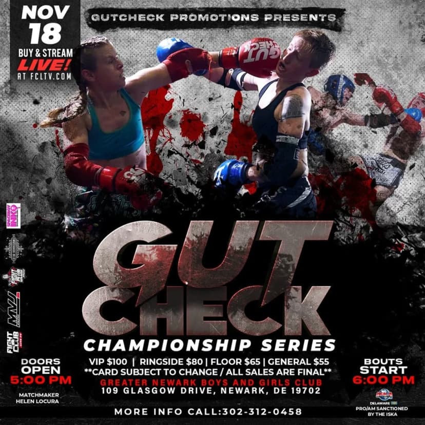 Poster for Gut Check Championship Series - Muay Thai & Kickboxing | November 18, 2023