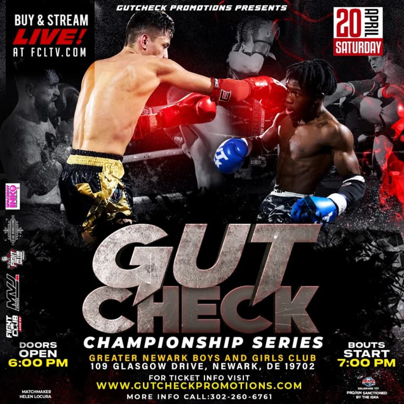 Poster for Gut Check Championship Series - Muay Thai & Kickboxing | April 20, 2024