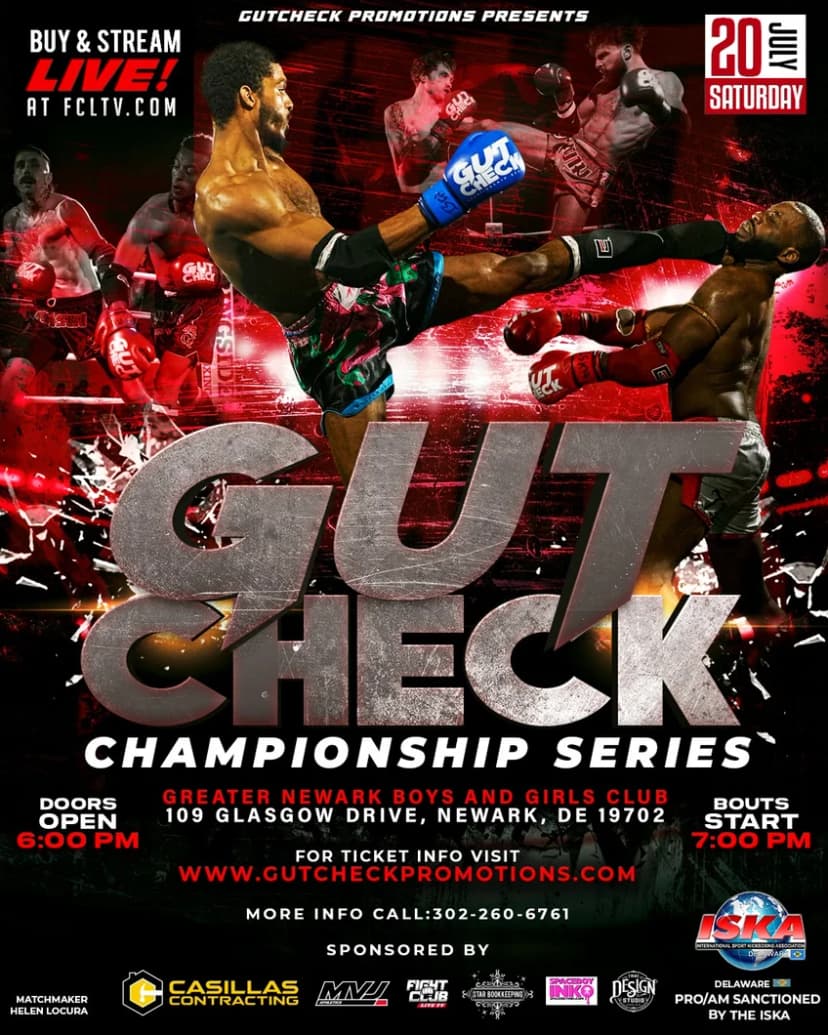 Poster for Gut Check Championship Series - Muay Thai & Kickboxing | July 20th, 2024