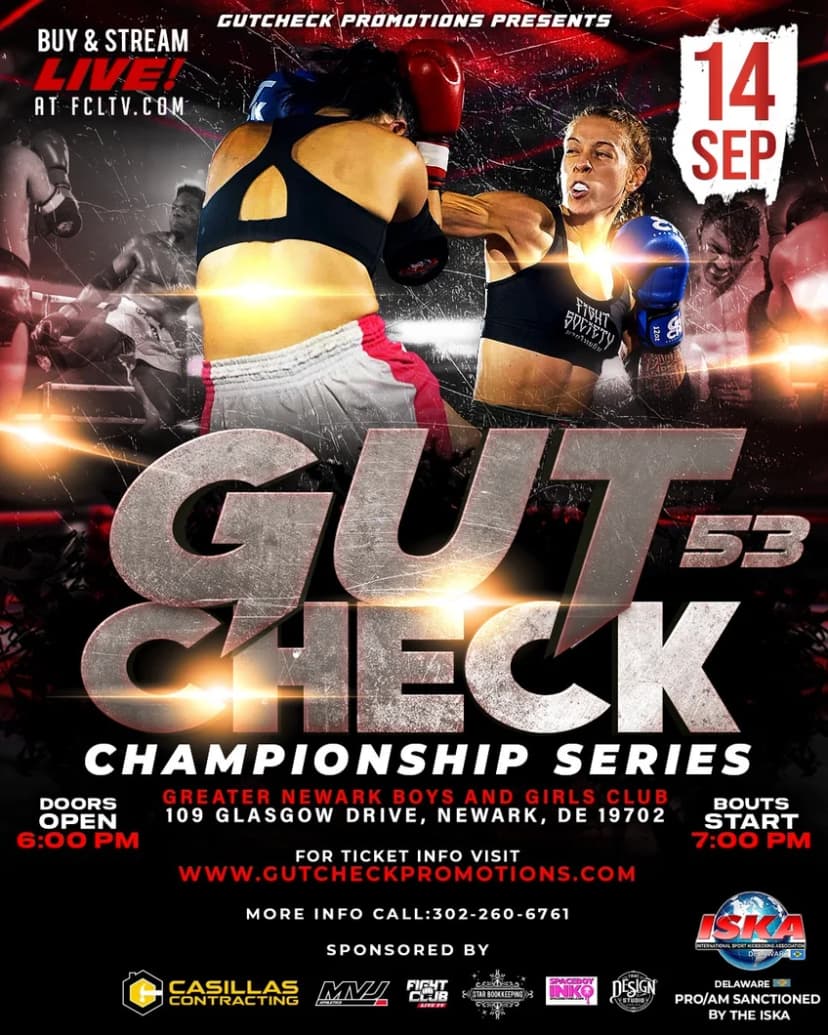 Poster for Gut Check Championship Series | Muay Thai Kickboxing | September 14th, 2024