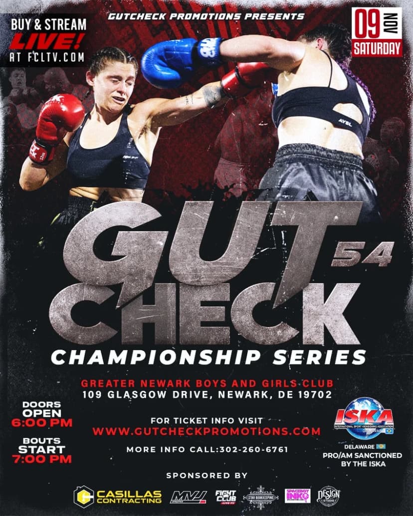 Poster for Gut Check Championship Series - Muay Thai & Kickboxing | November 9, 2024
