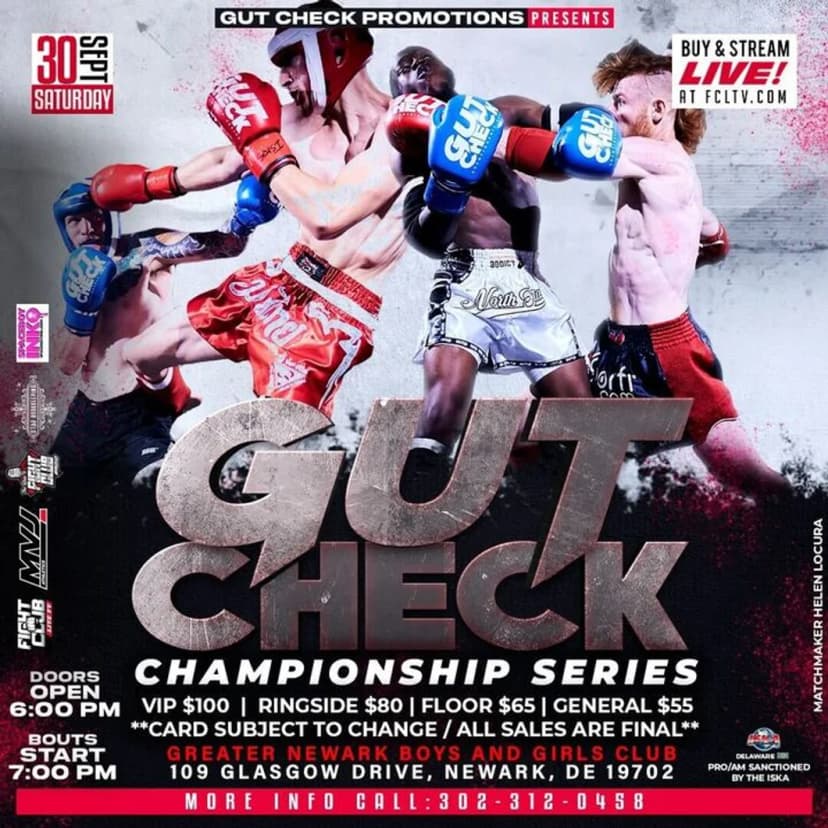 Poster for Gut Check Championship Series - Muay Thai & Kickboxing | Sep 30, 2023
