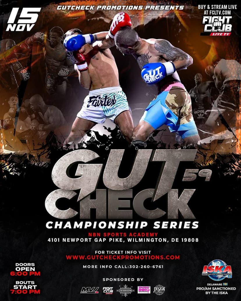 Gut Check Championship Series 59 - Delaware Muay Thai & Kickboxing | November 15th, 2025
